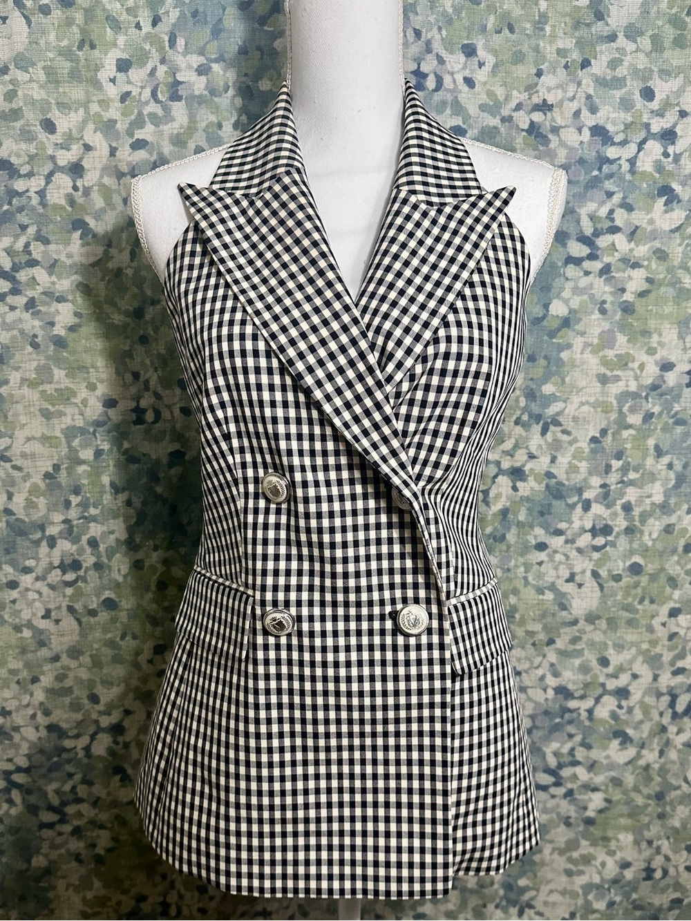 Veronica Beard Gingham Halter Vest Top Size 4
